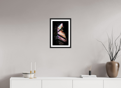 30 x 45 cm, Fine art prints mounted on a black wood frame with passe-partout Electric dreamscape