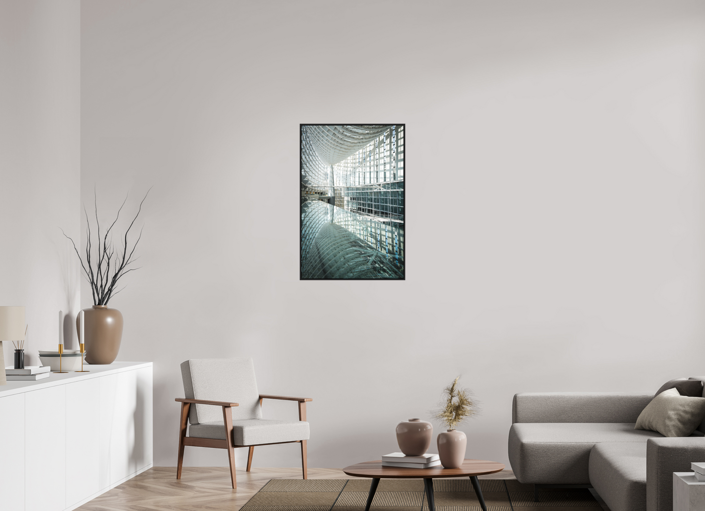 60 x 90 cm, Fine art print under matte acrylic with black frame Tokyo international forum