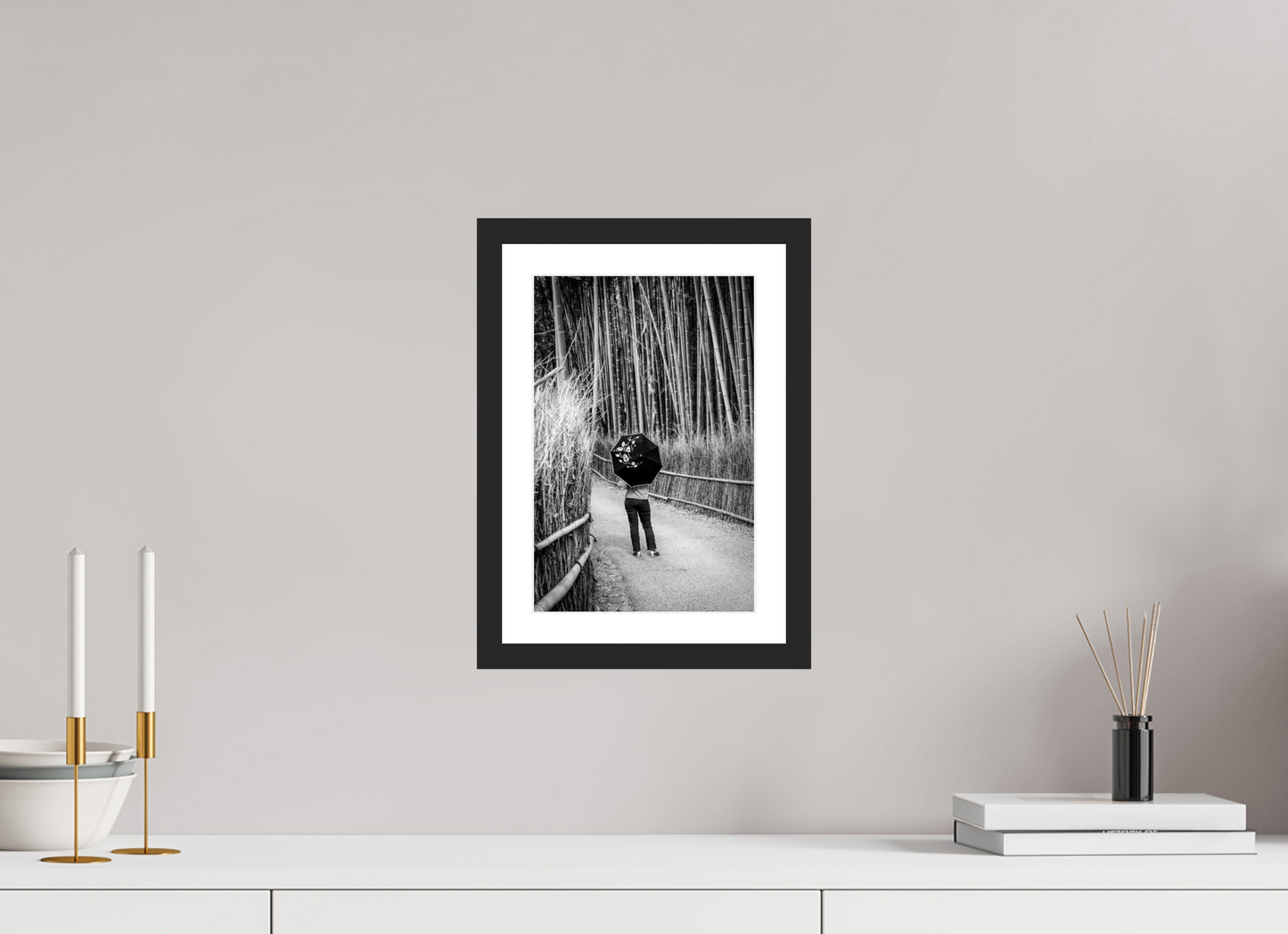 20 x 30 cm, Fine art prints mounted on a black wood frame with passe-partout Arashiyama