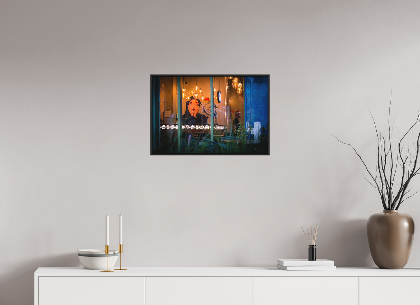 60 x 40 cm, Fine art print under matte acrylic with black frame OMG