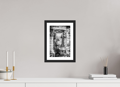 20 x 30 cm, Fine art prints mounted on a black wood frame with passe-partout The painter