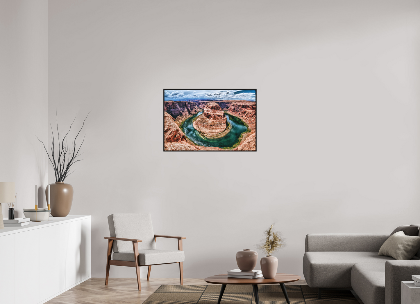 90 x 60 cm, Fine art print under matte acrylic with black frame Horsebend shoe